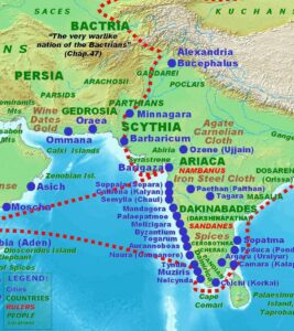 Part of the map of the Periplus of the Erythraean Sea