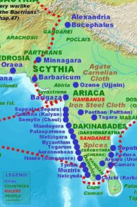Part of the map of the Periplus of the Erythraean Sea