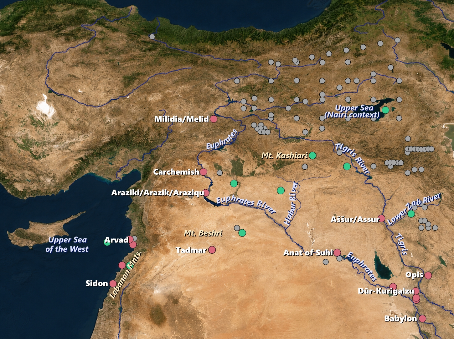 Reference points of Tiglath-pilesar in his extensive annals